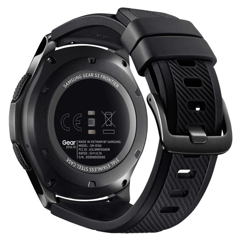 SAMSUNG Gear S3 Frontier Smartwatch (22 mm, Korpus: Space Gray, Silikon-Armband: Blue Black)