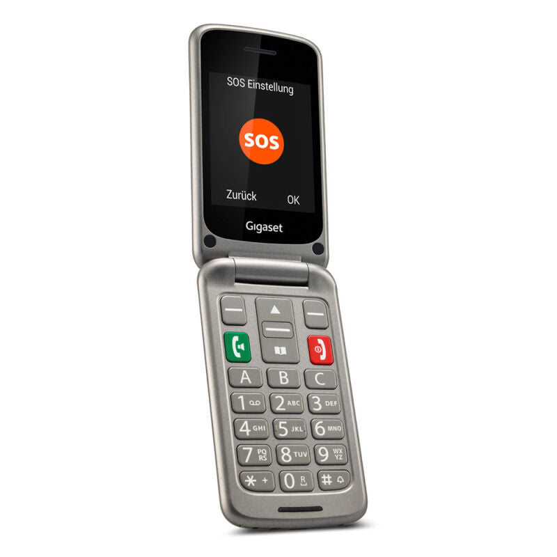 Gigaset Mobile GL590 32MB Dual-SIM Silber [Seniorenhandy mit 7,3 cm (2,8") Farb-Display, 3 Direktwahltasten und SOS Notruffunktion]